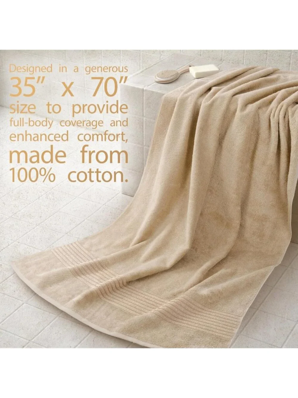 Soft Absorbent 100% Cotton Turkish Towel Set, Quick Dry Bath Sheets, 2 Piece
